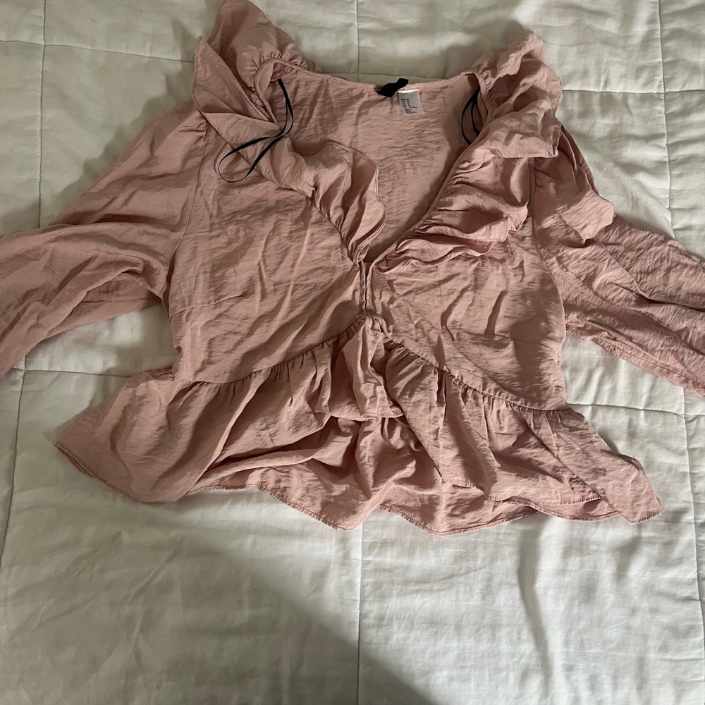 Divided Light Pink Ruffled Blouse